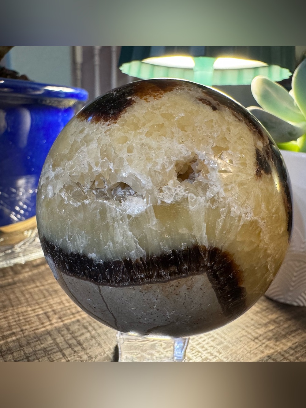 UV Reactive Septarian Sphere with Druzy